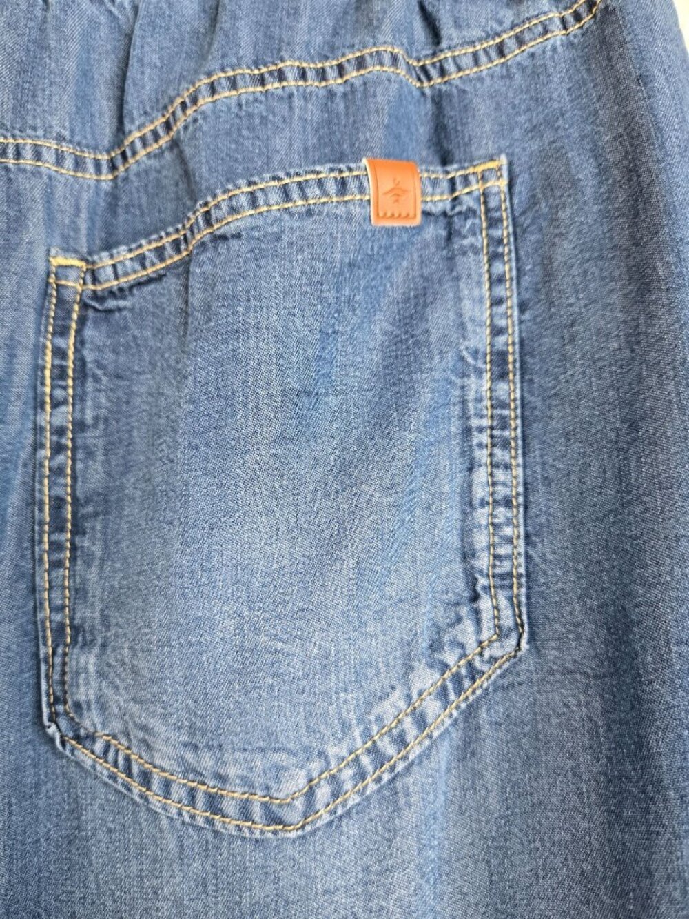Halara Wide Leg Pleated Blue Denim Pant Lightweight Lyocell High Waisted Relaxed - Picture 8 of 8